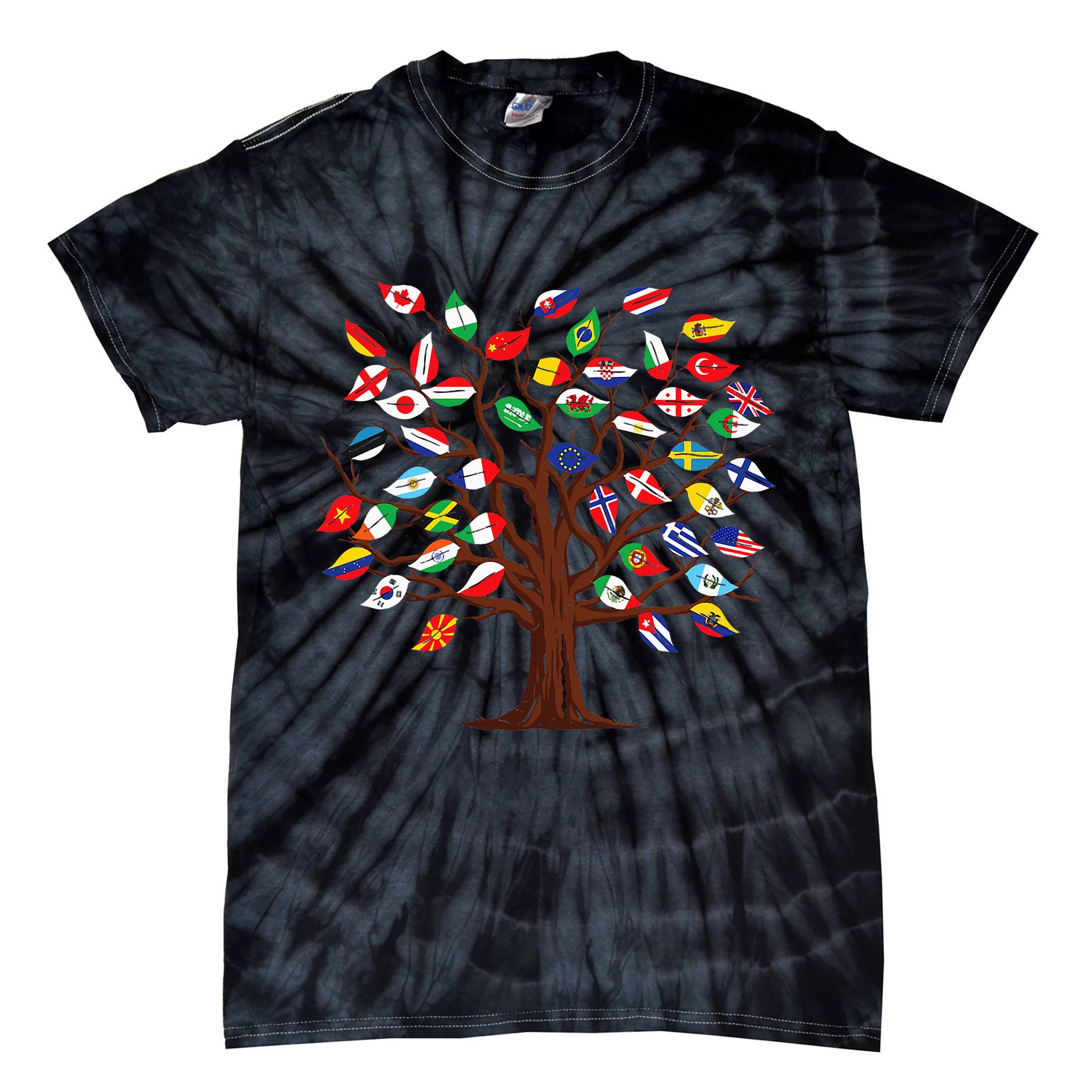 Flags of Countries of the World international flag tree Tie-Dye T-Shirt