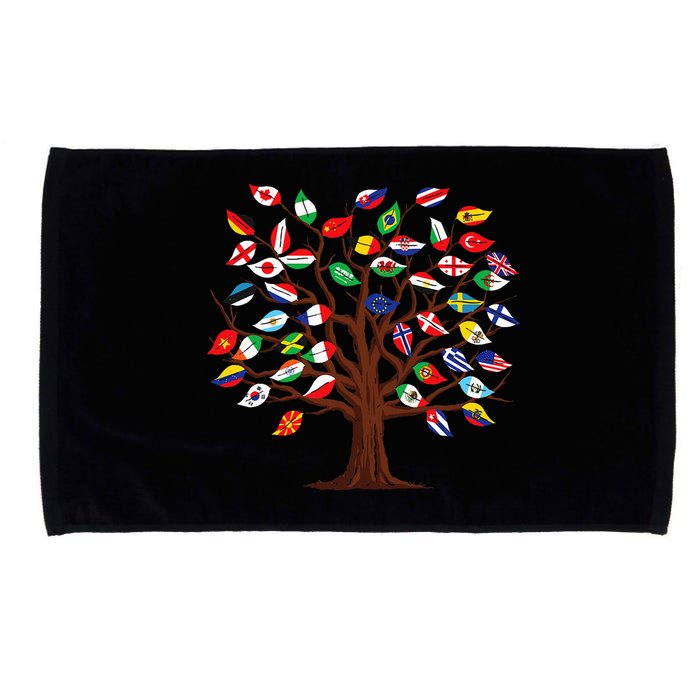Flags of Countries of the World international flag tree Microfiber Hand Towel
