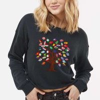 Flags of Countries of the World international flag tree Cropped Pullover Crew