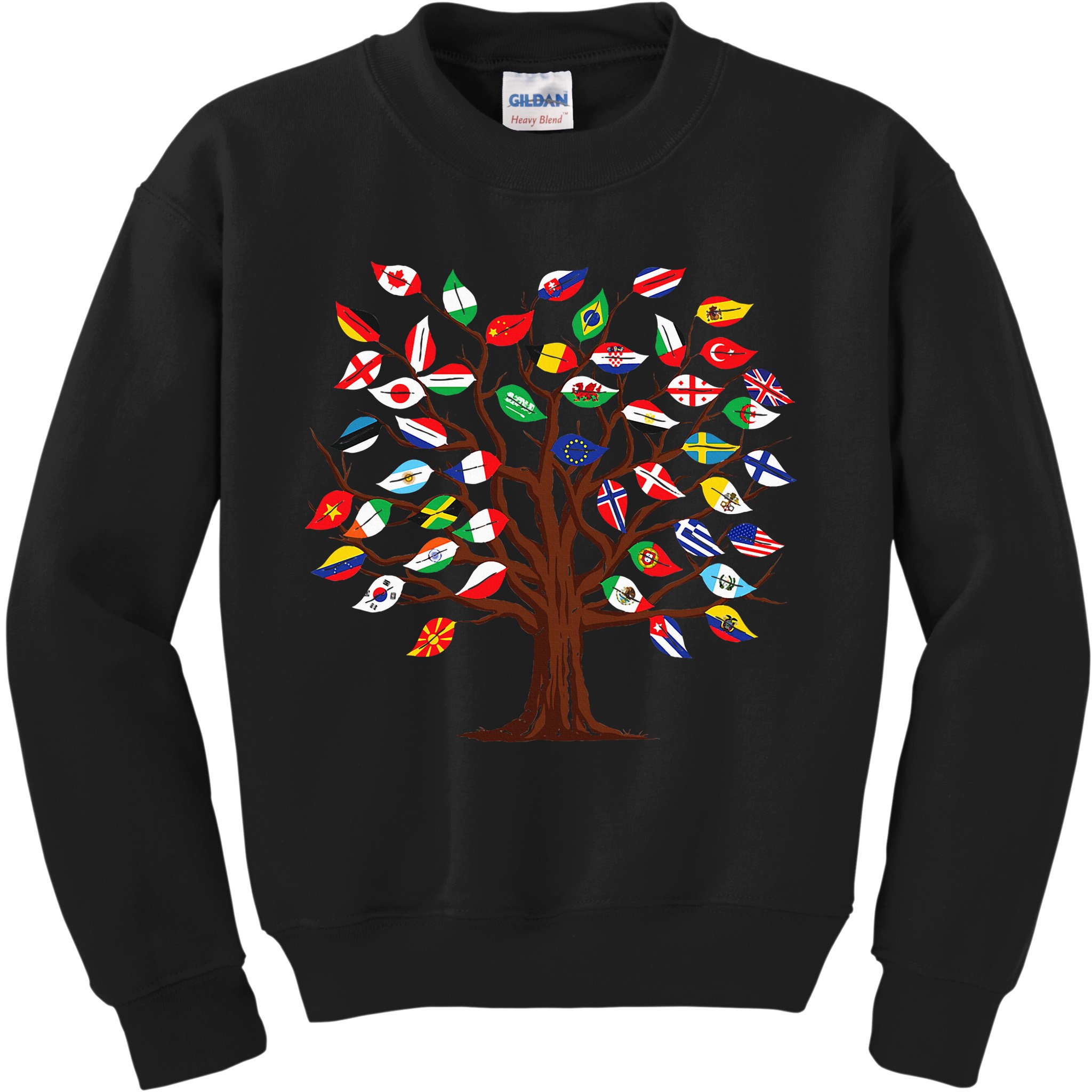 Flags of Countries of the World international flag tree Kids Sweatshirt