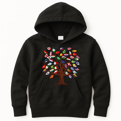 Flags of Countries of the World international flag tree Kids Hoodie