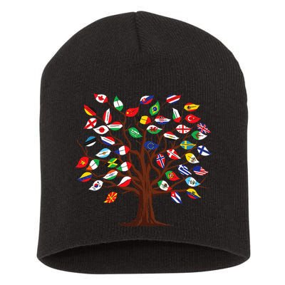 Flags of Countries of the World international flag tree Short Acrylic Beanie