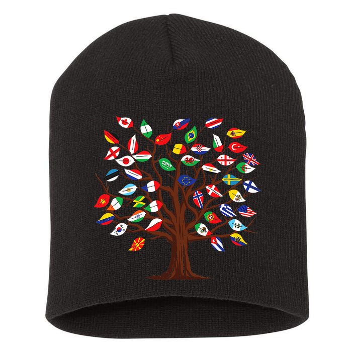 Flags of Countries of the World international flag tree Short Acrylic Beanie