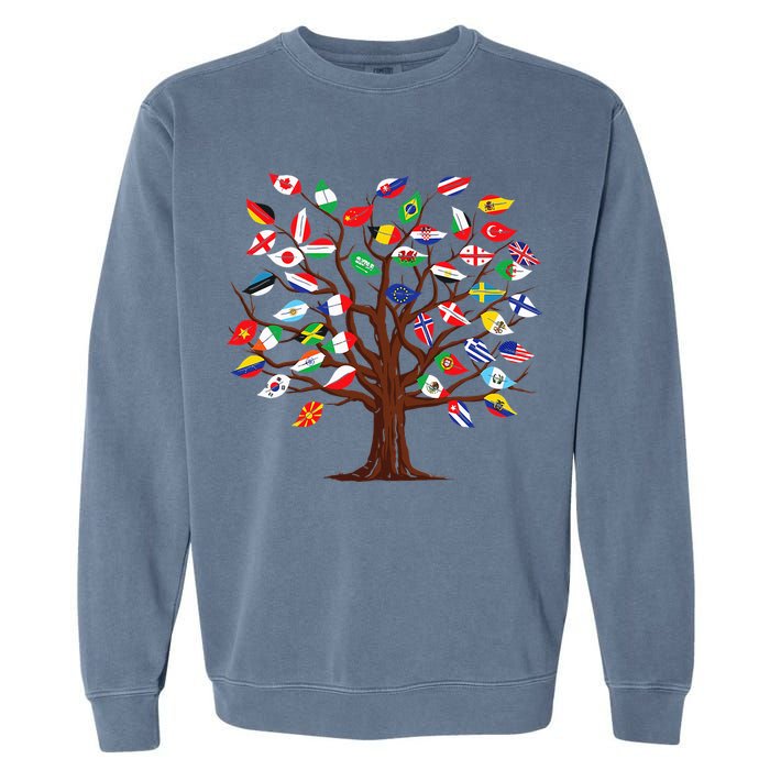 Flags of Countries of the World international flag tree Garment-Dyed Sweatshirt
