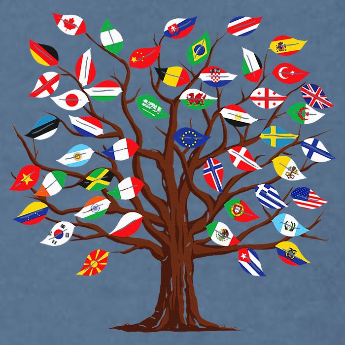 Flags of Countries of the World international flag tree Garment-Dyed Sweatshirt