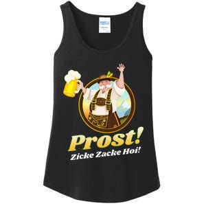 Funny Oktoberfest Costume Outfit Prost Zicke Zacke Hoi Ladies Essential Tank