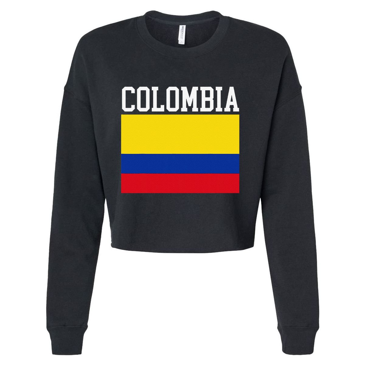 Flag Of Colombia Sports Athletics Left Side Cropped Pullover Crew