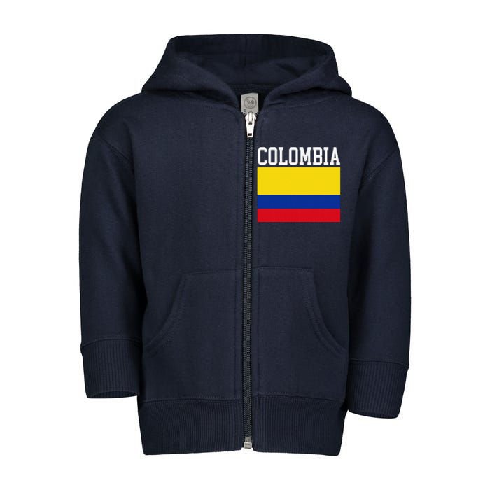 Flag Of Colombia Sports Athletics Left Side Toddler Zip Fleece Hoodie