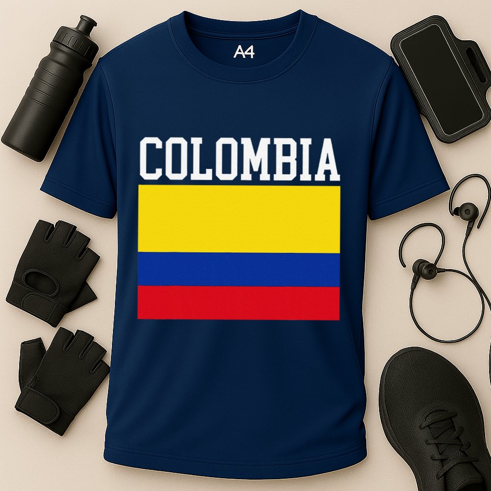 Flag Of Colombia Sports Athletics Left Side Cooling Performance Crew T-Shirt