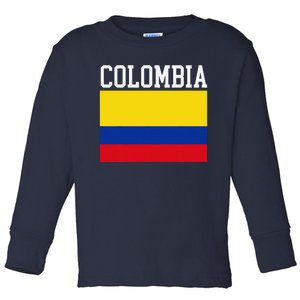 Flag Of Colombia Sports Athletics Left Side Toddler Long Sleeve Shirt