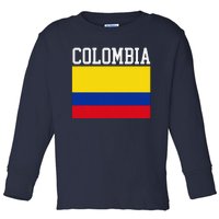 Flag Of Colombia Sports Athletics Left Side Toddler Long Sleeve Shirt