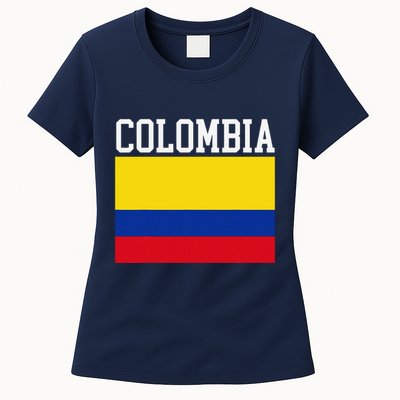 Flag Of Colombia Sports Athletics Left Side Womens T-Shirt