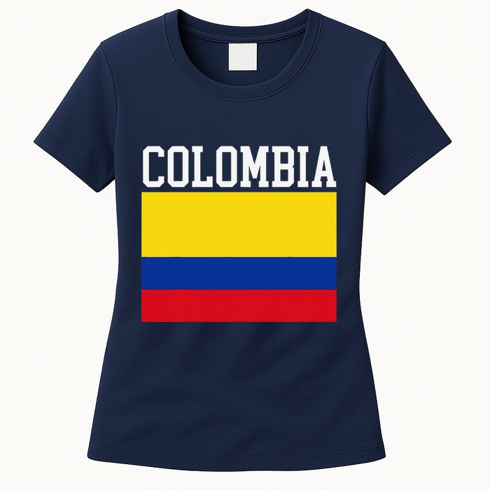 Flag Of Colombia Sports Athletics Left Side Womens T-Shirt