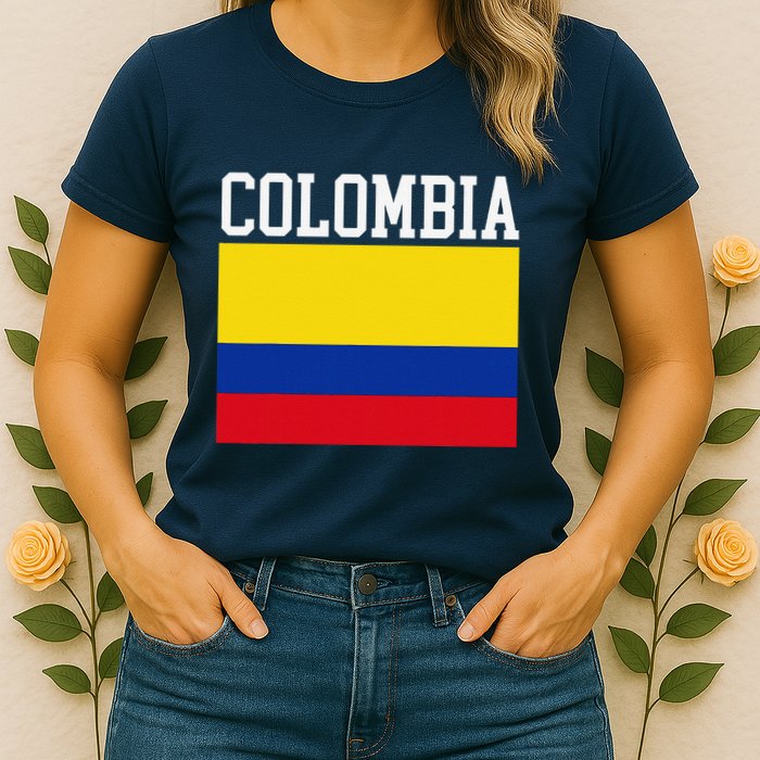 Flag Of Colombia Sports Athletics Left Side Womens T-Shirt