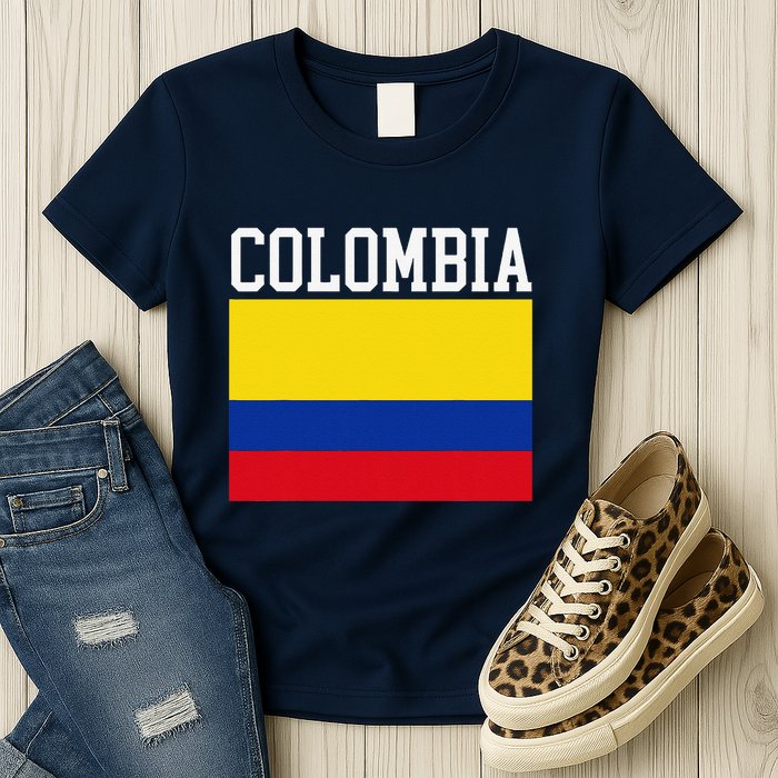 Flag Of Colombia Sports Athletics Left Side Womens T-Shirt