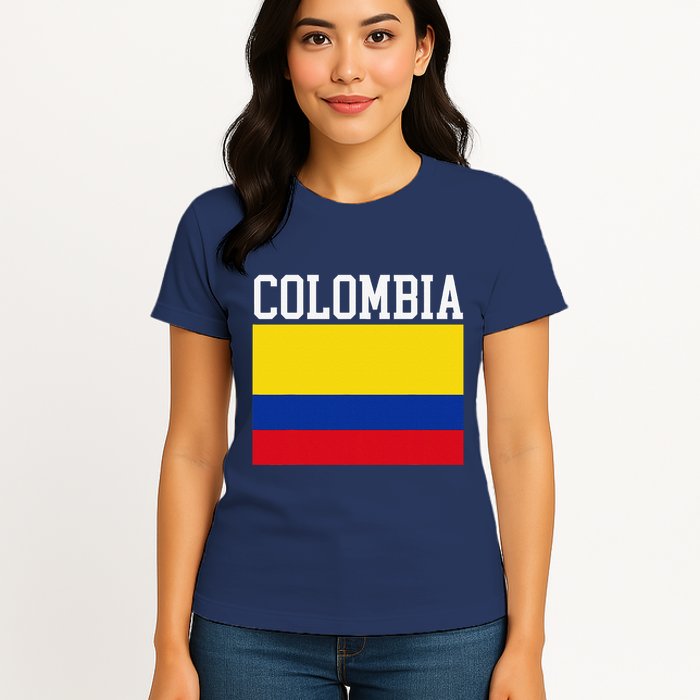 Flag Of Colombia Sports Athletics Left Side Womens T-Shirt