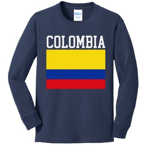 Flag Of Colombia Sports Athletics Left Side Kids Long Sleeve Shirt