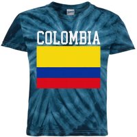 Flag Of Colombia Sports Athletics Left Side Kids Tie-Dye T-Shirt