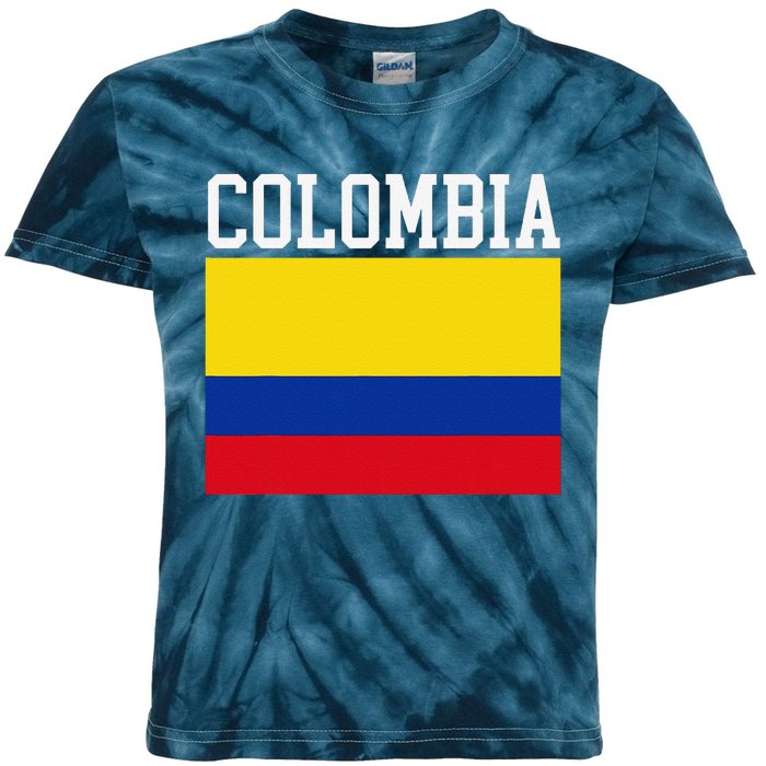 Flag Of Colombia Sports Athletics Left Side Kids Tie-Dye T-Shirt