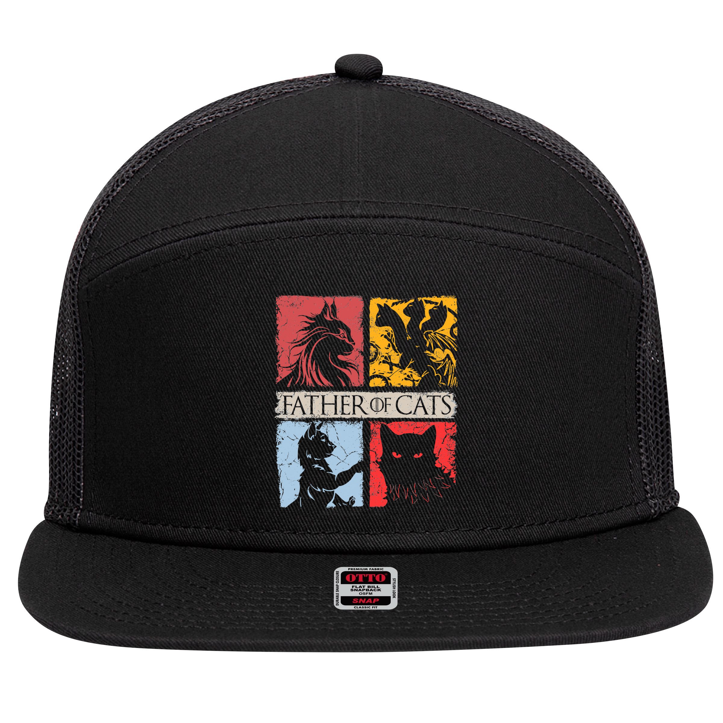 Father Of Cats Cat Lovers Cat Dad Fabulous 7 Panel Mesh Trucker Snapback Hat