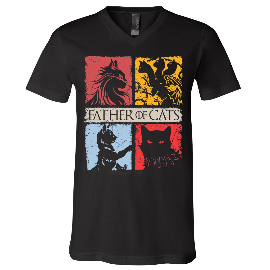 Father Of Cats Cat Lovers Cat Dad Fabulous V-Neck T-Shirt