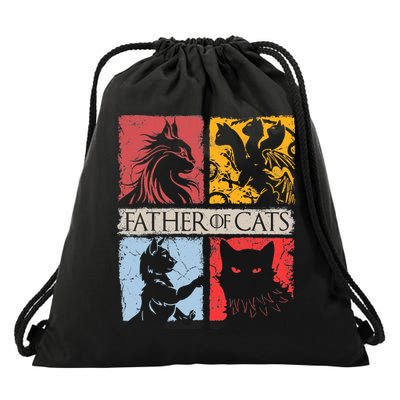 Father Of Cats Cat Lovers Cat Dad Fabulous Drawstring Bag