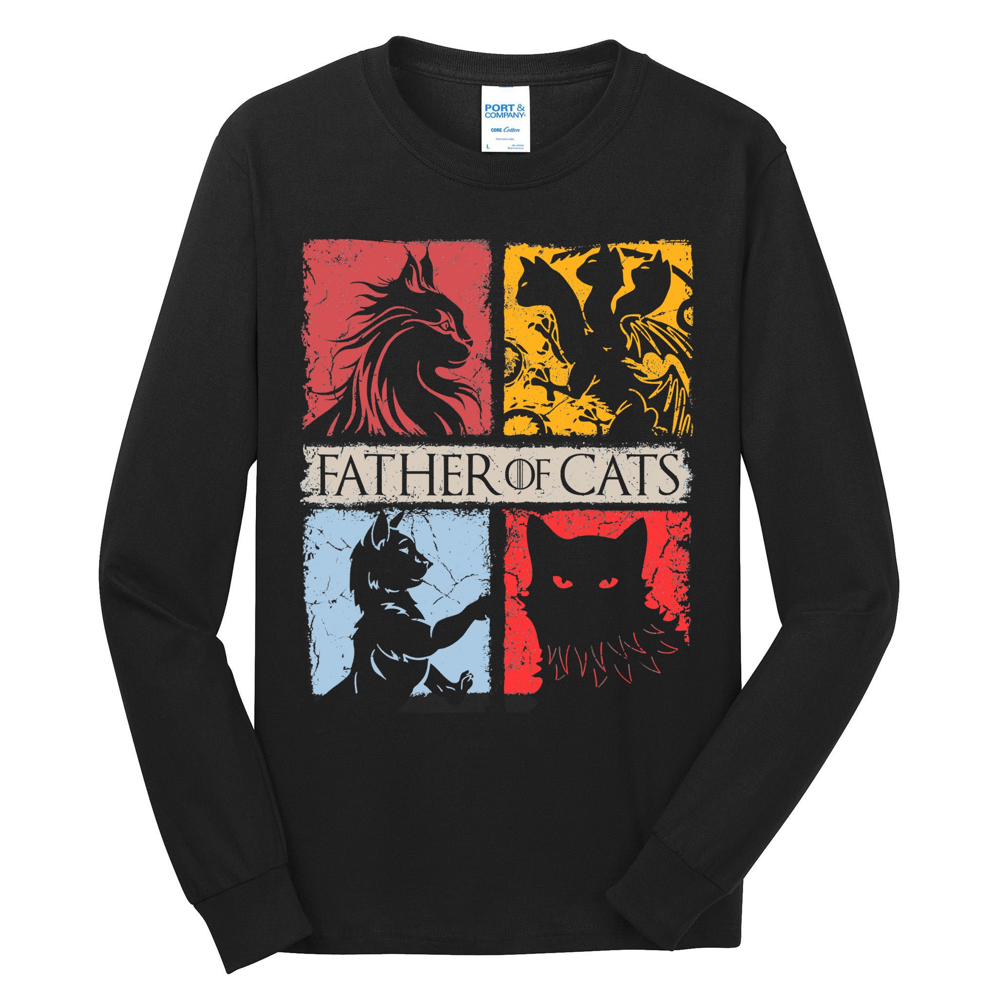 Father Of Cats Cat Lovers Cat Dad Fabulous Tall Long Sleeve T-Shirt