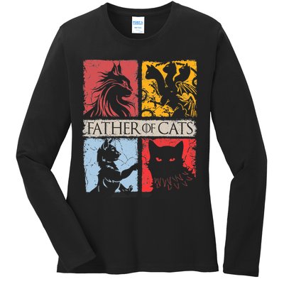 Father Of Cats Cat Lovers Cat Dad Fabulous Ladies Long Sleeve Shirt