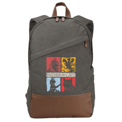 Father Of Cats Cat Lovers Cat Dad Fabulous Cotton Canvas Backpack
