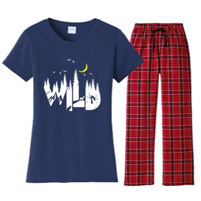 Family Outdoor Camping Trip Wildlife Camp Women's Flannel Pajama Set