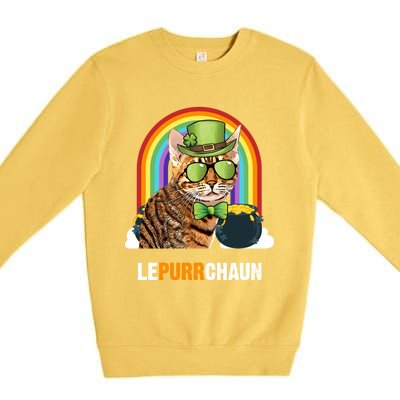 Funny Ocicat Cat Lepurrchaun St Patricks Day Gift Premium Crewneck Sweatshirt