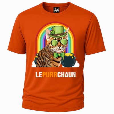 Funny Ocicat Cat Lepurrchaun St Patricks Day Gift Cooling Performance Crew T-Shirt