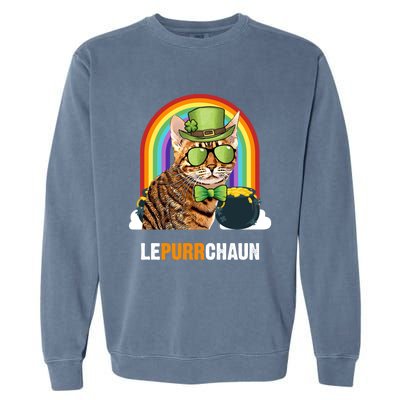 Funny Ocicat Cat Lepurrchaun St Patricks Day Gift Garment-Dyed Sweatshirt