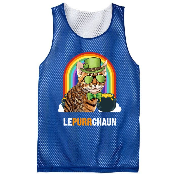 Funny Ocicat Cat Lepurrchaun St Patricks Day Gift Mesh Reversible Basketball Jersey Tank