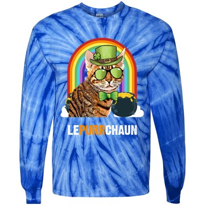 Funny Ocicat Cat Lepurrchaun St Patricks Day Gift Tie-Dye Long Sleeve Shirt