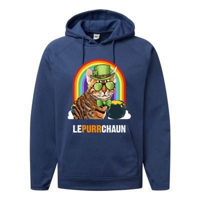 Funny Ocicat Cat Lepurrchaun St Patricks Day Gift Performance Fleece Hoodie