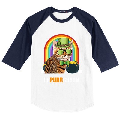 Funny Ocicat Cat Lepurrchaun St Patricks Day Gift Baseball Sleeve Shirt