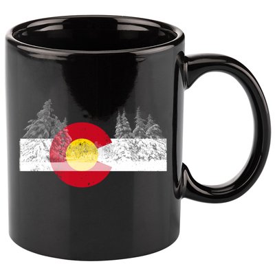 Flag Of Colorado Gift Mountain Ski Skiing Outdoors Gift 11oz C Handle Ceramic Mug