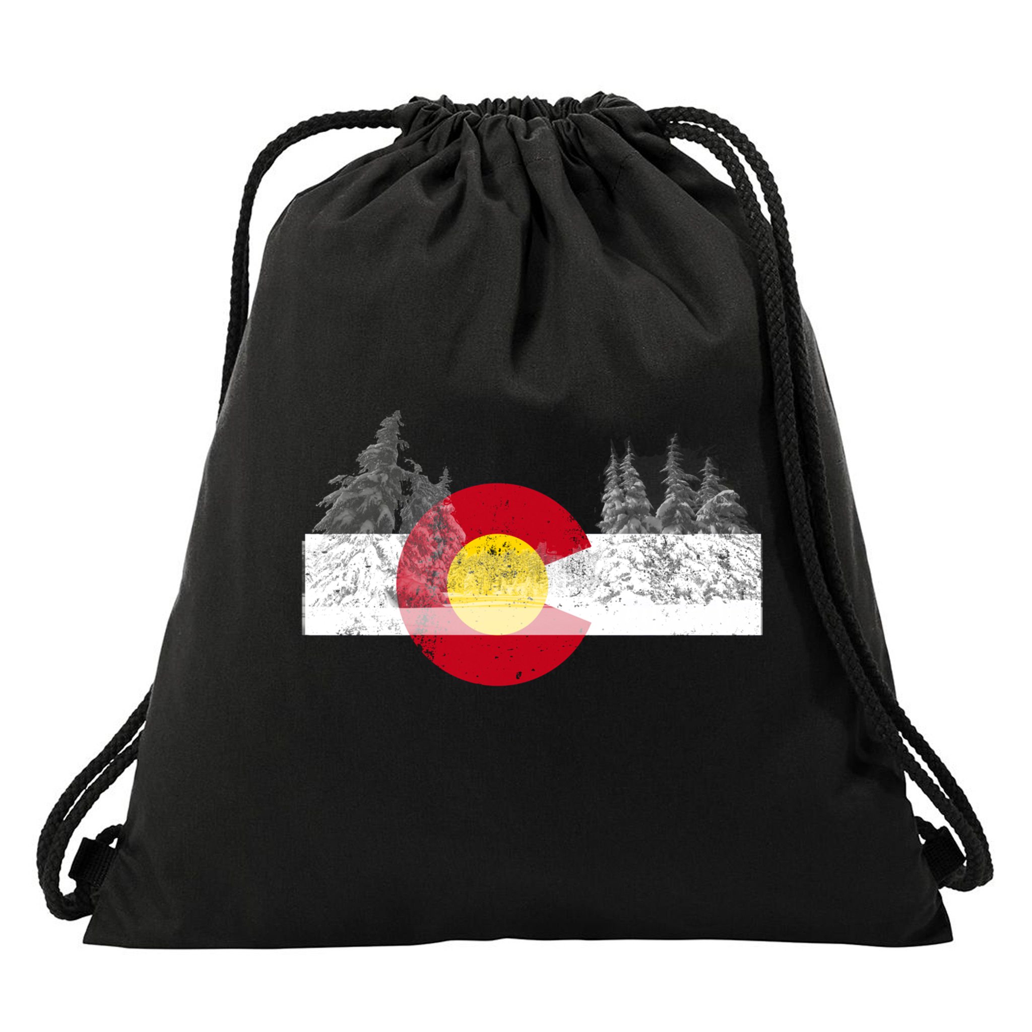 Flag Of Colorado Gift Mountain Ski Skiing Outdoors Gift Drawstring Bag