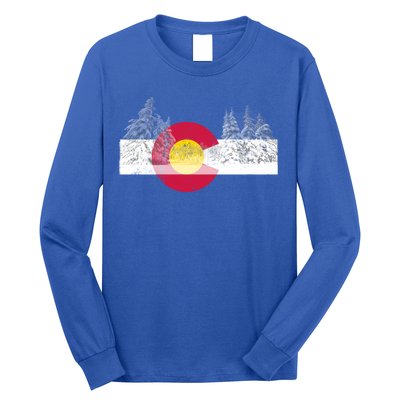 Flag Of Colorado Gift Mountain Ski Skiing Outdoors Gift Long Sleeve Shirt