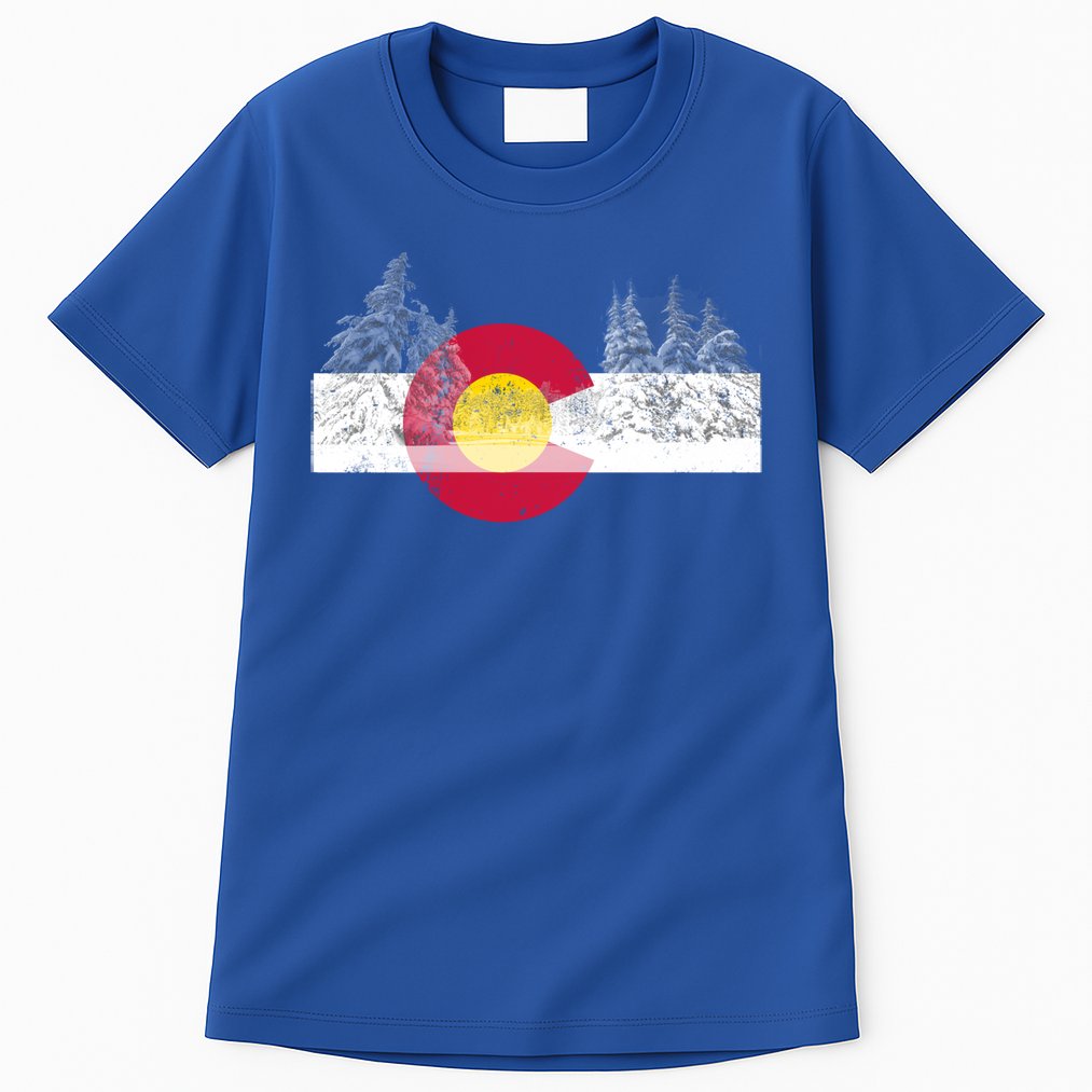 Flag Of Colorado Gift Mountain Ski Skiing Outdoors Gift Tall T-Shirt