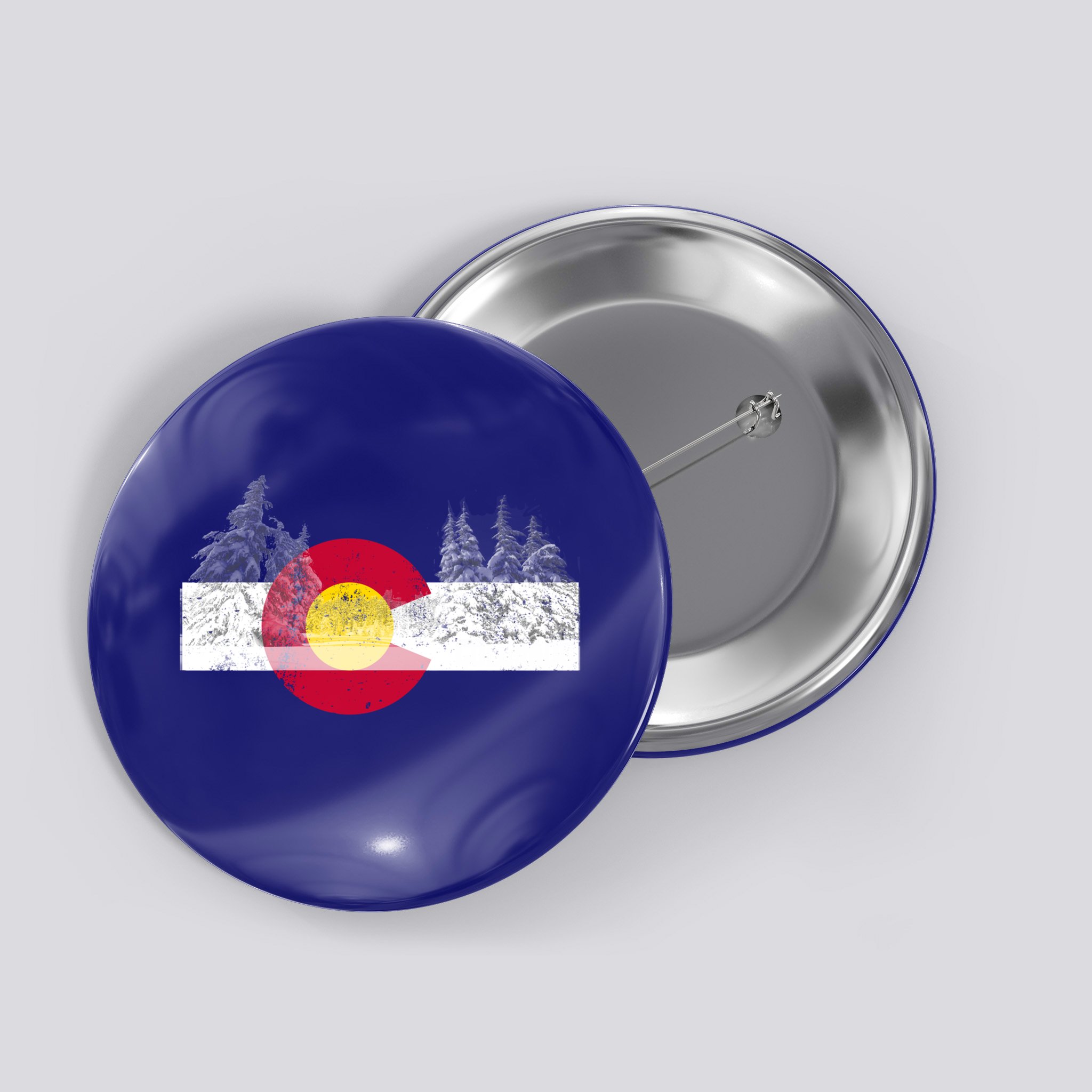 Flag Of Colorado Gift Mountain Ski Skiing Outdoors Gift Button