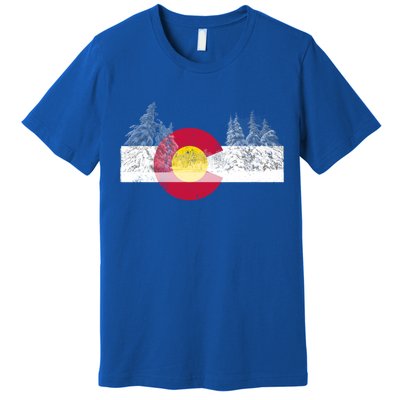 Flag Of Colorado Gift Mountain Ski Skiing Outdoors Gift Premium T-Shirt