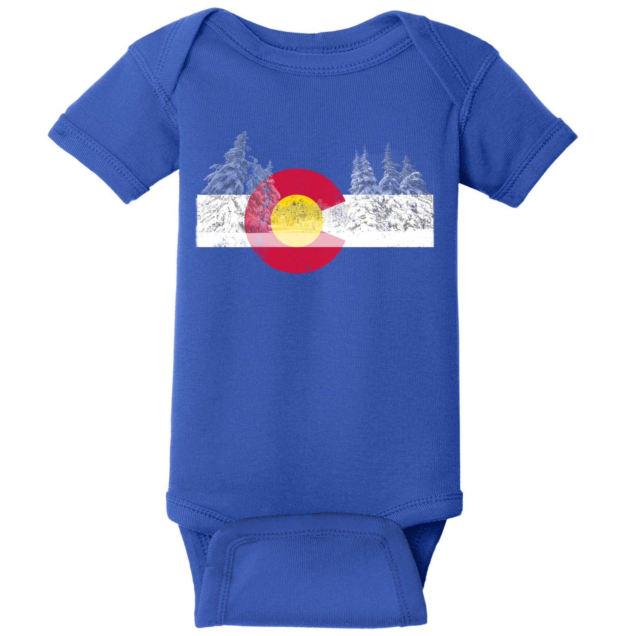 Flag Of Colorado Gift Mountain Ski Skiing Outdoors Gift Baby Bodysuit