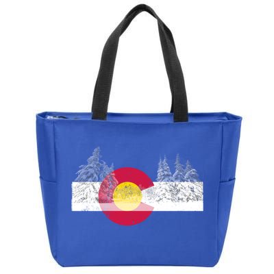 Flag Of Colorado Gift Mountain Ski Skiing Outdoors Gift Zip Tote Bag