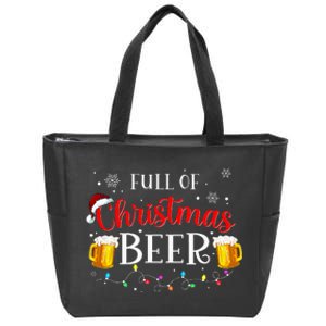 Full Of Christmas Beer And Christmas Cheer Couple Matching Zip Tote Bag