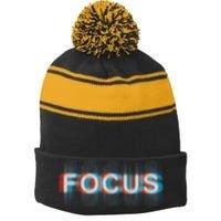 Focus Stripe Pom Pom Beanie