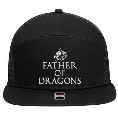 Father Of Dragons Funny Fathers Day Dad Gift 7 Panel Mesh Trucker Snapback Hat