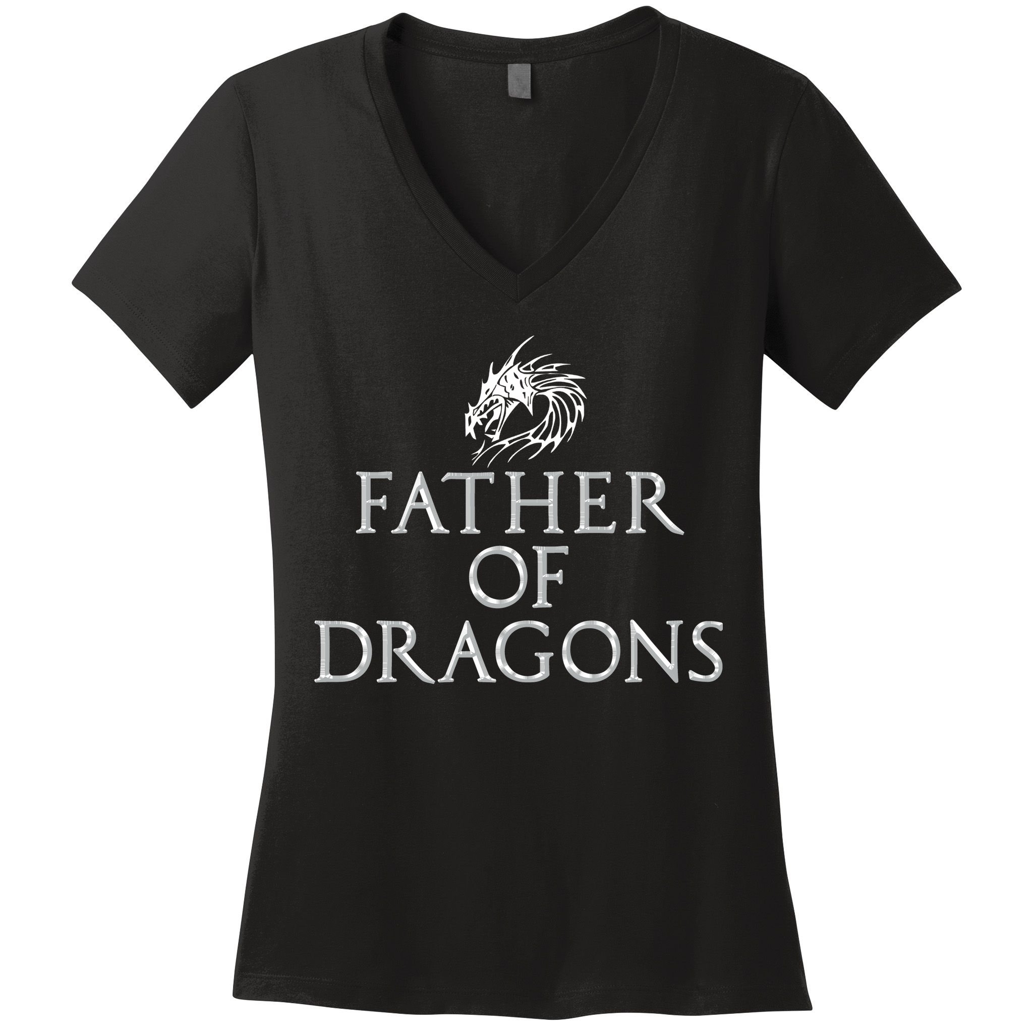 Father Of Dragons Funny Fathers Day Dad Gift Women's V-Neck T-Shirt