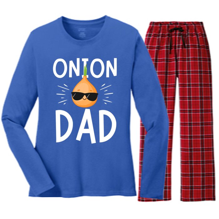 Funny Onion Dad Vegetable Fathers' Day Gardener Lover Gift Women's Long Sleeve Flannel Pajama Set 